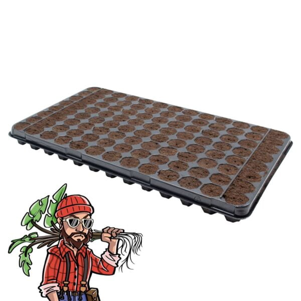 Plug Life Wood Fibre propagation growing tray contains 104 wood fibre seedplugs. A horticultural growing tray improves plant drainage
